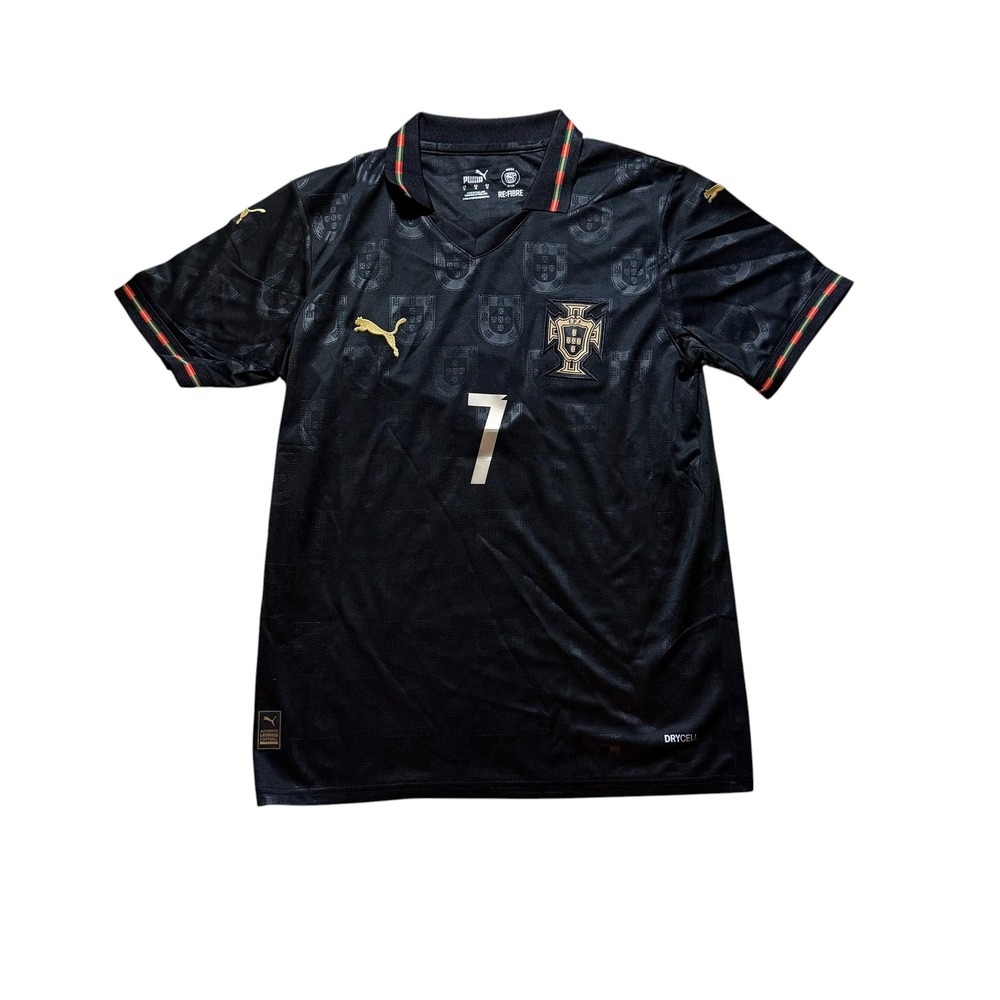 Puma Portugal Ronaldo 7 Pantera Negra Jersey Size Large Black Gold Soccer Shirt
